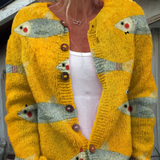 Ingrid | Vintage-Cardigan mit Sardinenmotiv