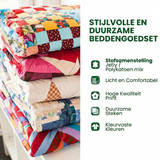 3-delige gestikte bedset - Zonnebloemveld
