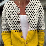 Karin | Gelber Cardigan mit geometrischen Punkten