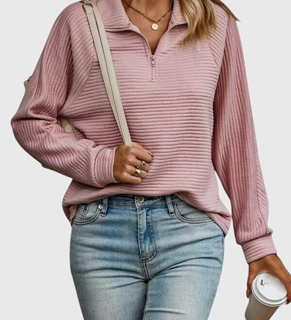 Nora | Eleganter Pullover mit halbem Reißverschluss