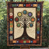 Godelieve - Gewatteerde deken Takken der Eeuwigheid Kunstquilt Hangend