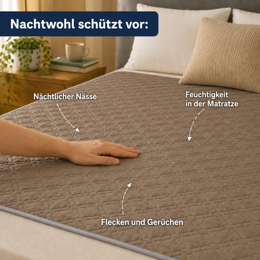 Nachtwohl | Waschbare Schutzauflage für Bett &amp; Stuhl – saugfähig und leise