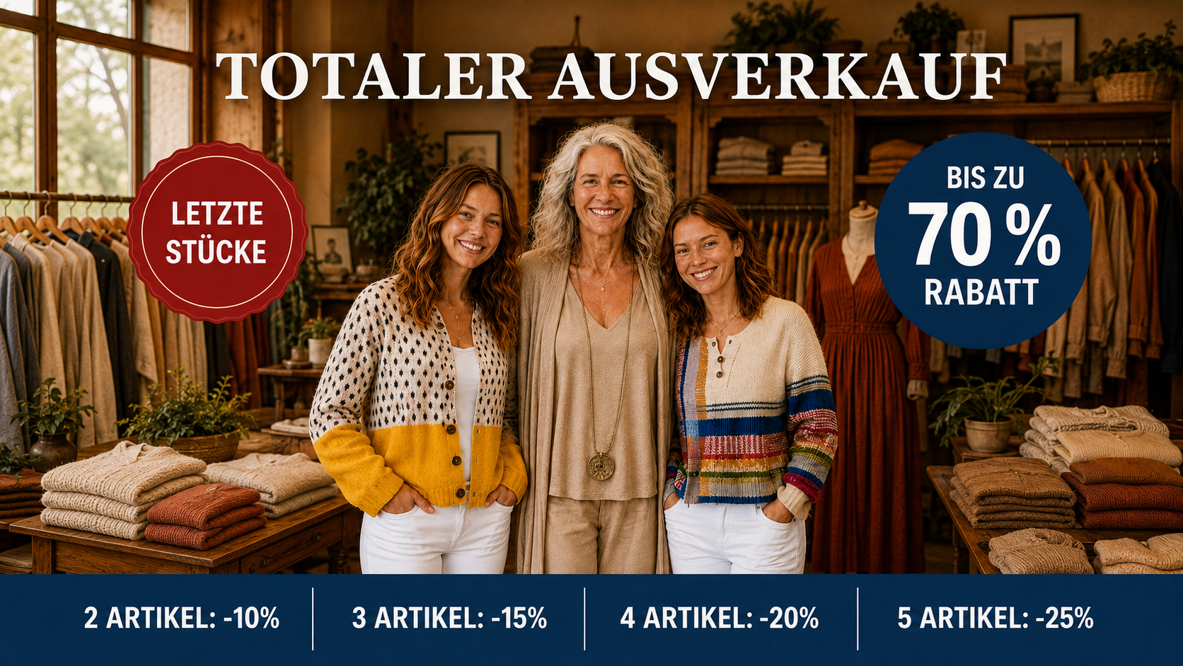 Totaler Ausverkauf – bis zu 70% Rabatt