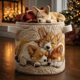 Gequilt Wasmand - Corgi op Vakantie