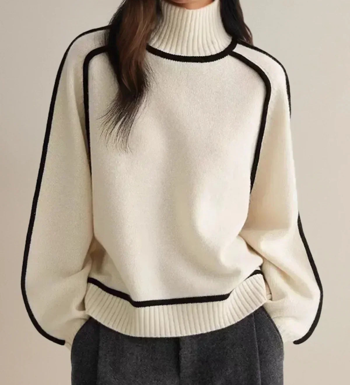 Carine | Eleganter Pullover mit hohem Kragen
