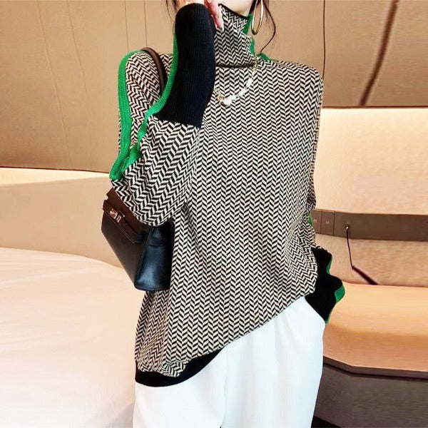 Famke | Luxe Rollkragenpullover in Chevron