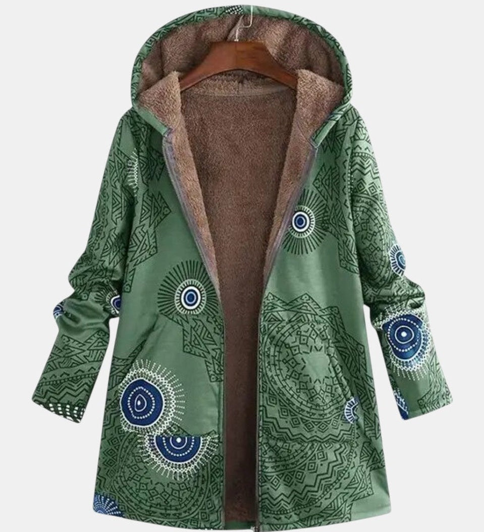 Sage – Sherpa-Jacke mit Tribal-Muster