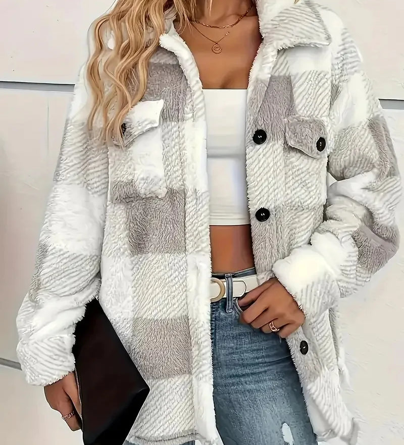 Frieda | Elegante gestreifte Fleecejacke